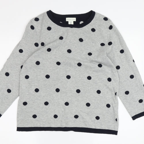 Adrienne Vittadini Women's Grey Polka Dot Long Sleeve Cardigan L