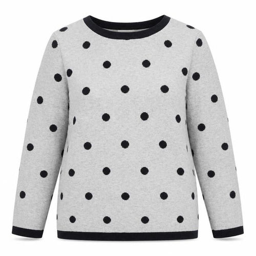 Adrienne Vittadini Women's Grey Polka Dot Long Sleeve Cardigan L