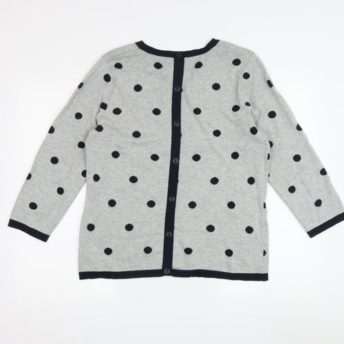 Adrienne Vittadini Women's Grey Polka Dot Long Sleeve Cardigan L