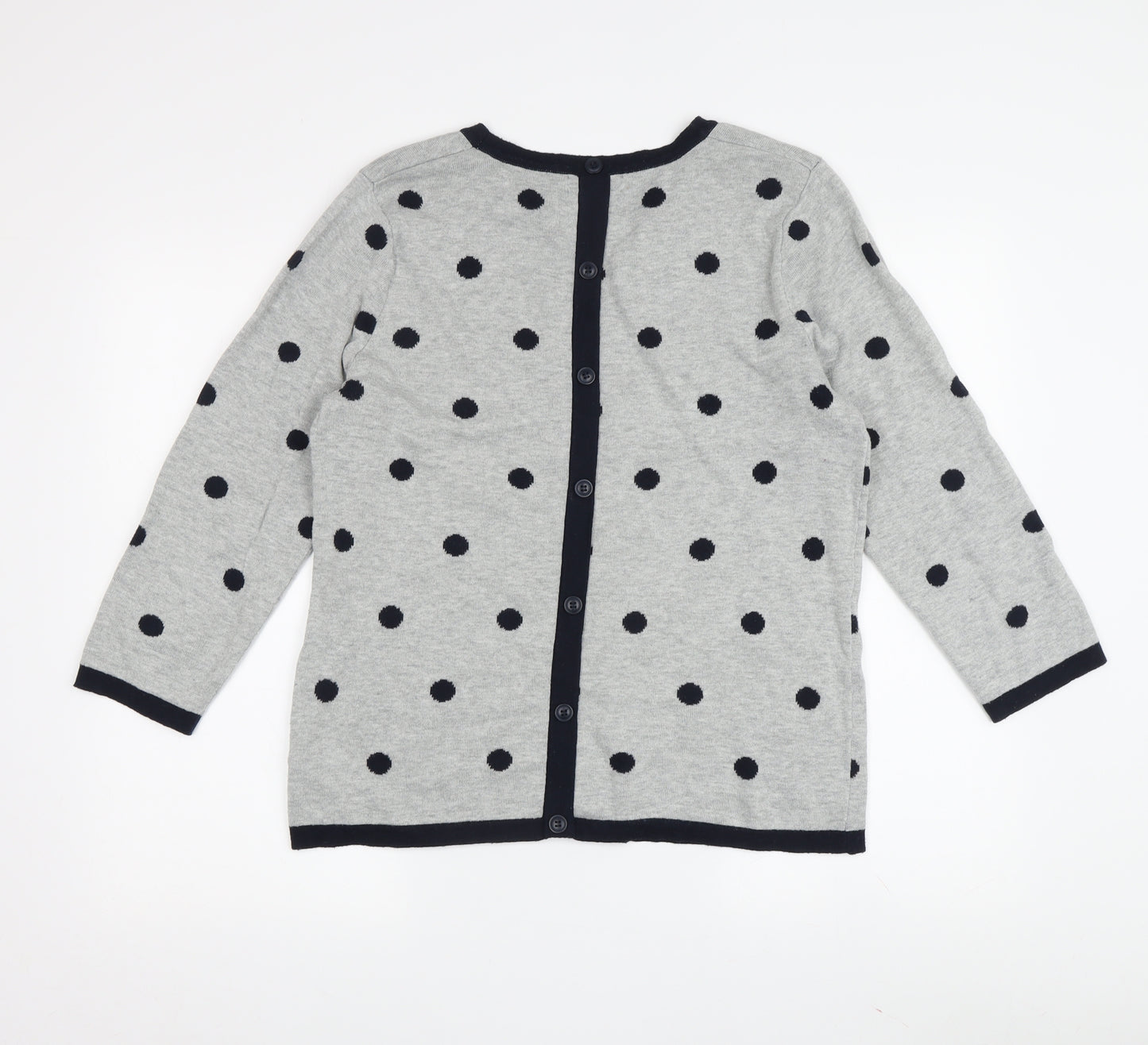 Adrienne Vittadini Women's Grey Polka Dot Long Sleeve Cardigan L