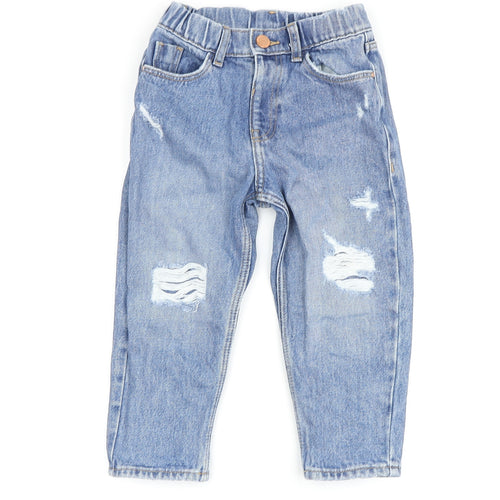 River Island Boys Blue Jeans, 2-3 Years, Boyfriend Fit, Ripped