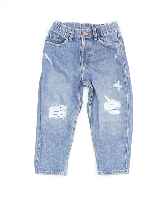 River Island Boys Blue Jeans, 2-3 Years, Boyfriend Fit, Ripped