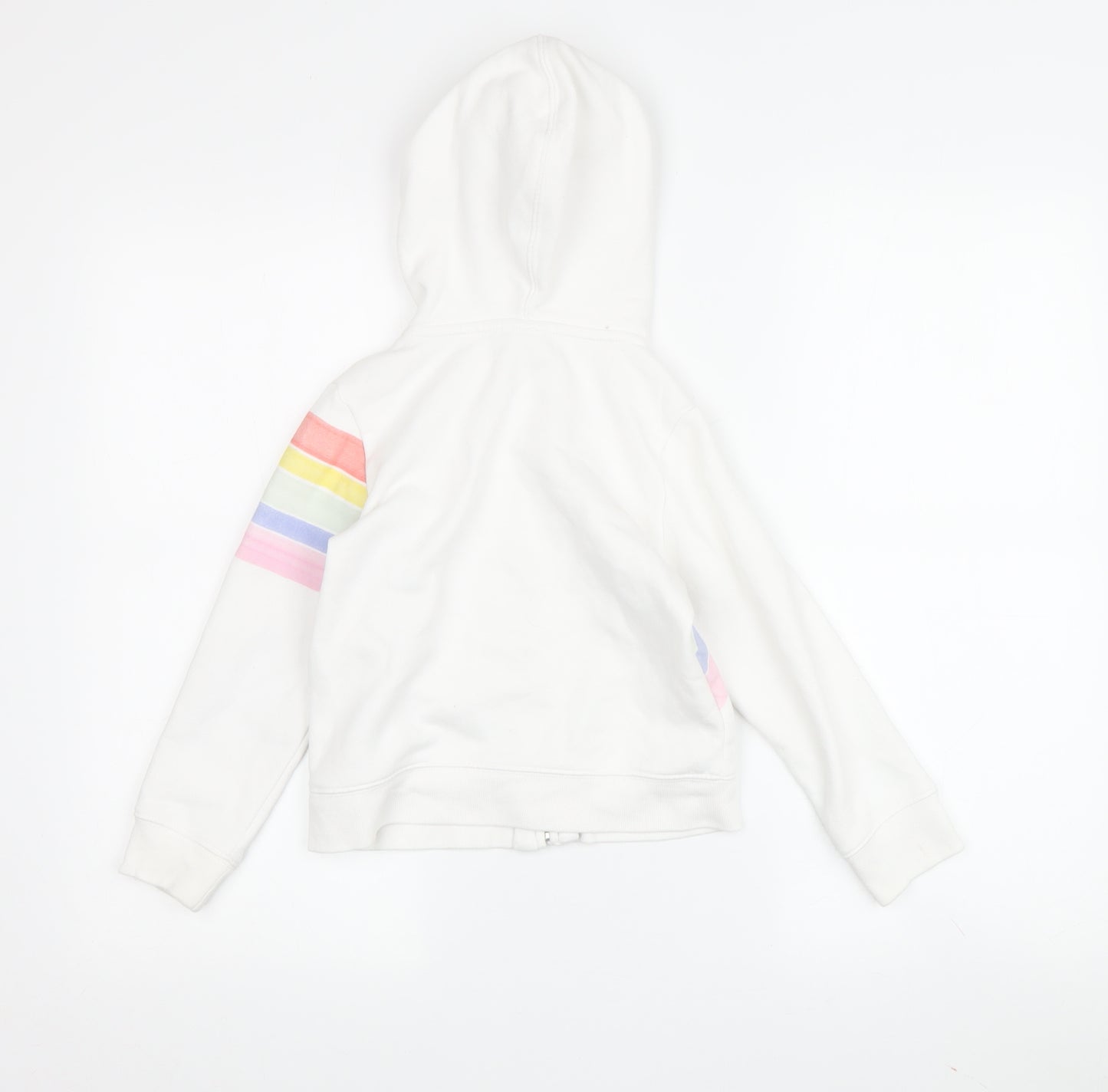 GAP Girls Full Zip White Hoodie with Rainbow Logo, Size 5