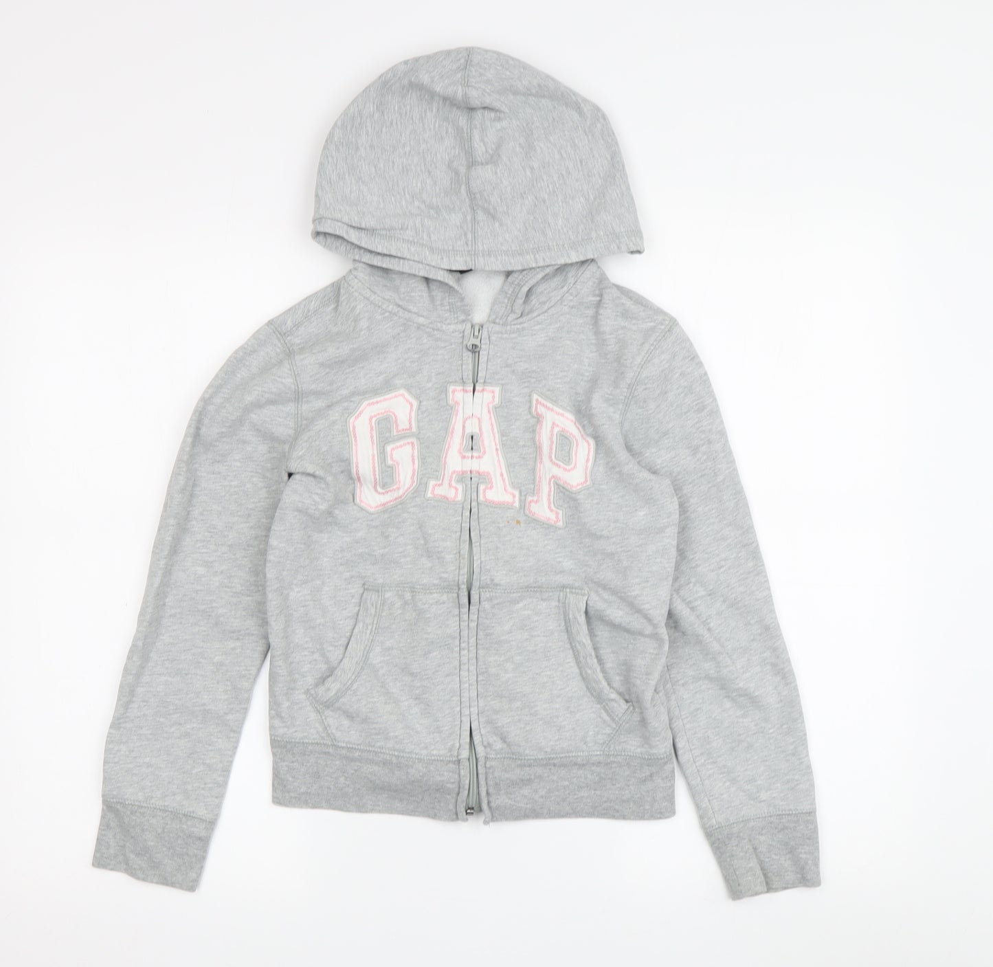 Gap Girls Grey Full Zip Hoodie 10-11 Years Embroidered