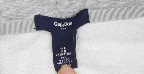 Gap Girls Grey Full Zip Hoodie 10-11 Years Embroidered