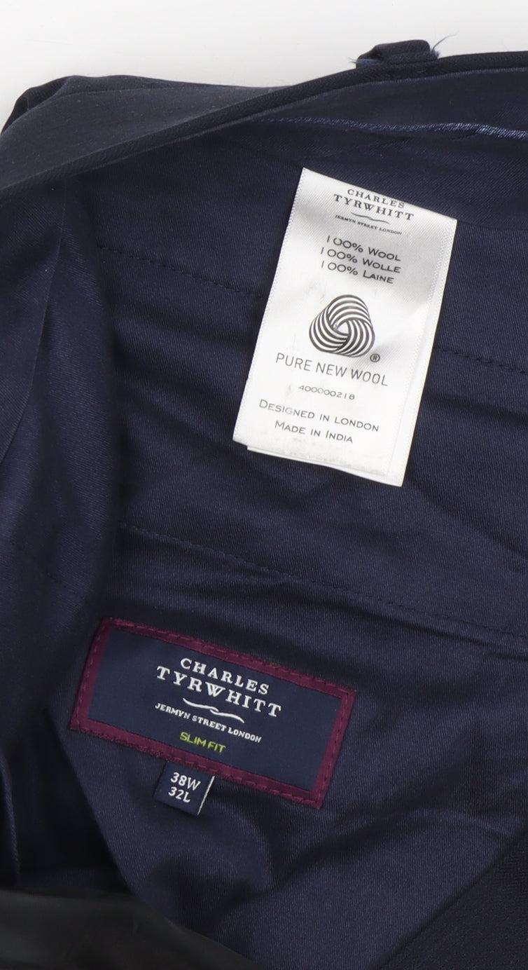 Charles Tyrwhitt Men's Black Slim Fit Dress Pants
