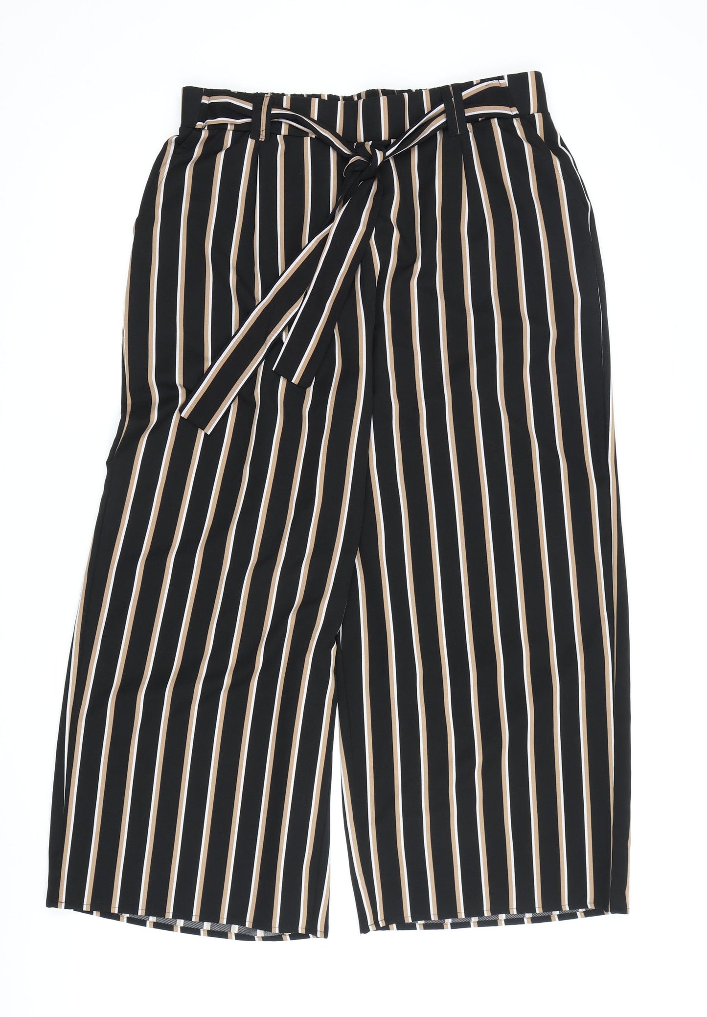 New Look Women’s Black Striped Paperbag Trousers