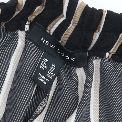 New Look Women’s Black Striped Paperbag Trousers