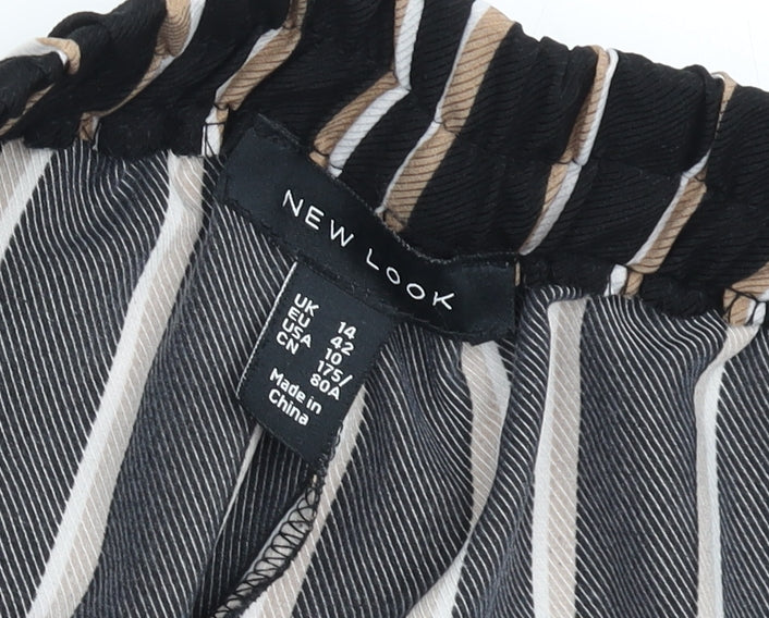 New Look Women’s Black Striped Paperbag Trousers