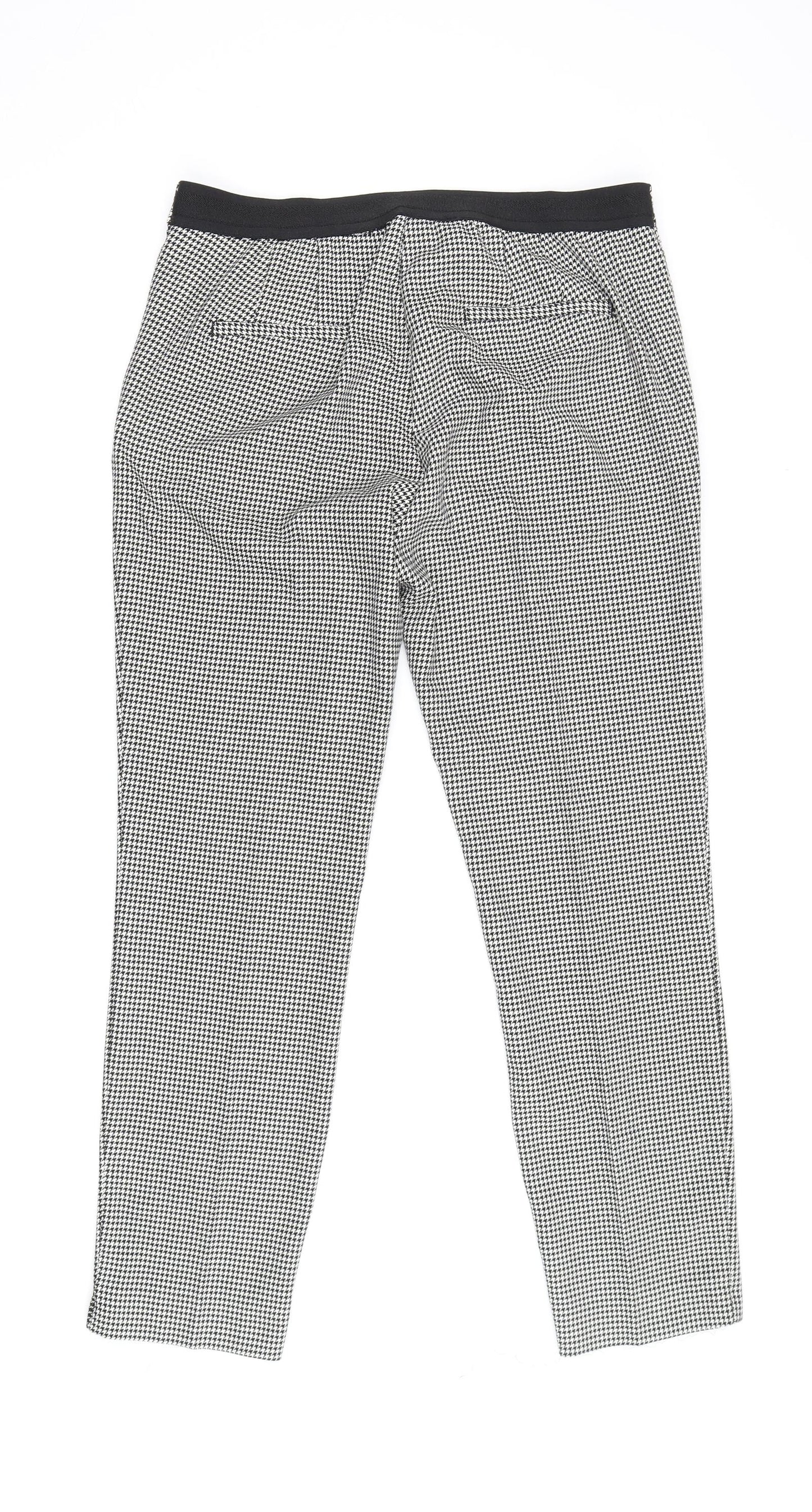 Zara Women's Houndstooth Trousers, L, Black & White