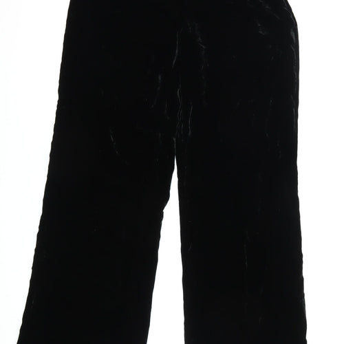 Phase Eight Black Wide-Leg Velvet Trousers Size 12