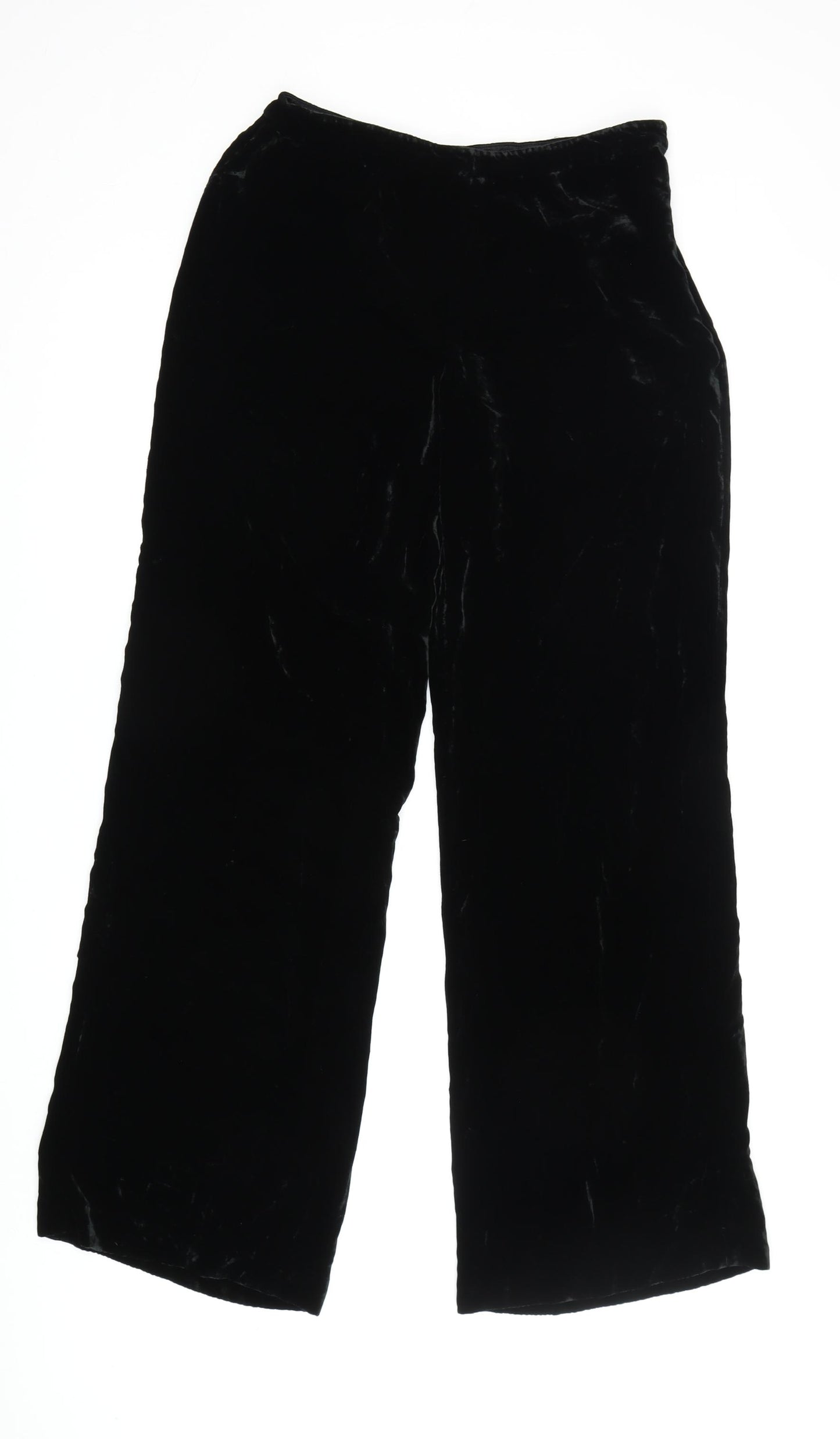 Phase Eight Black Wide-Leg Velvet Trousers Size 12
