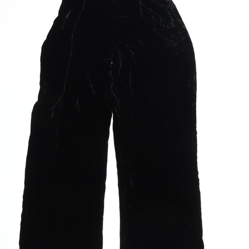 Phase Eight Black Wide-Leg Velvet Trousers Size 12