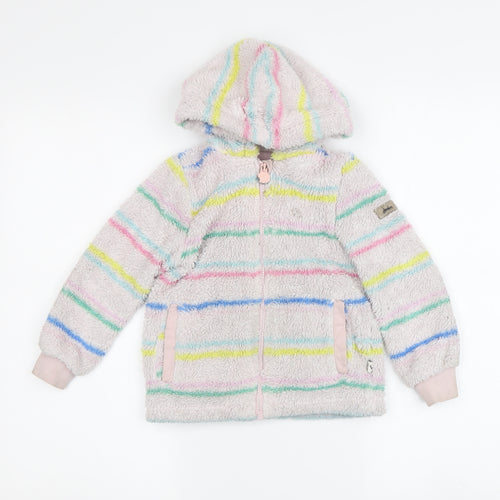 Joules Girls Multicoloured Striped Full Zip Hoodie - 4 Years
