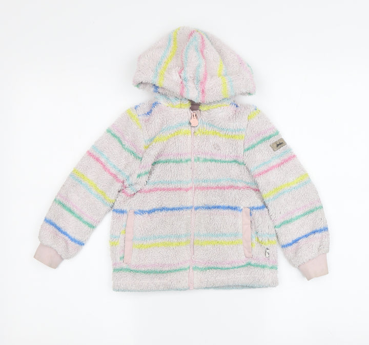 Joules Girls Multicoloured Striped Full Zip Hoodie - 4 Years