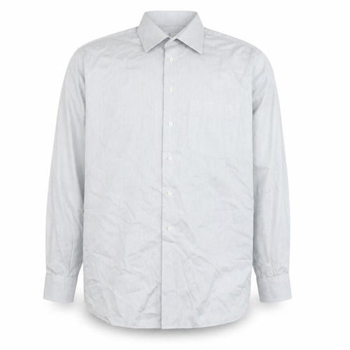 Fabio Inghirami Men's Grey Striped Dress Shirt, 15.5