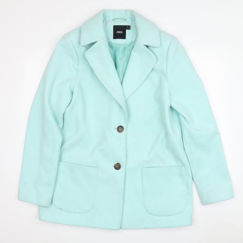ASOS Women's Blue Coat Size 12 with Button Accents