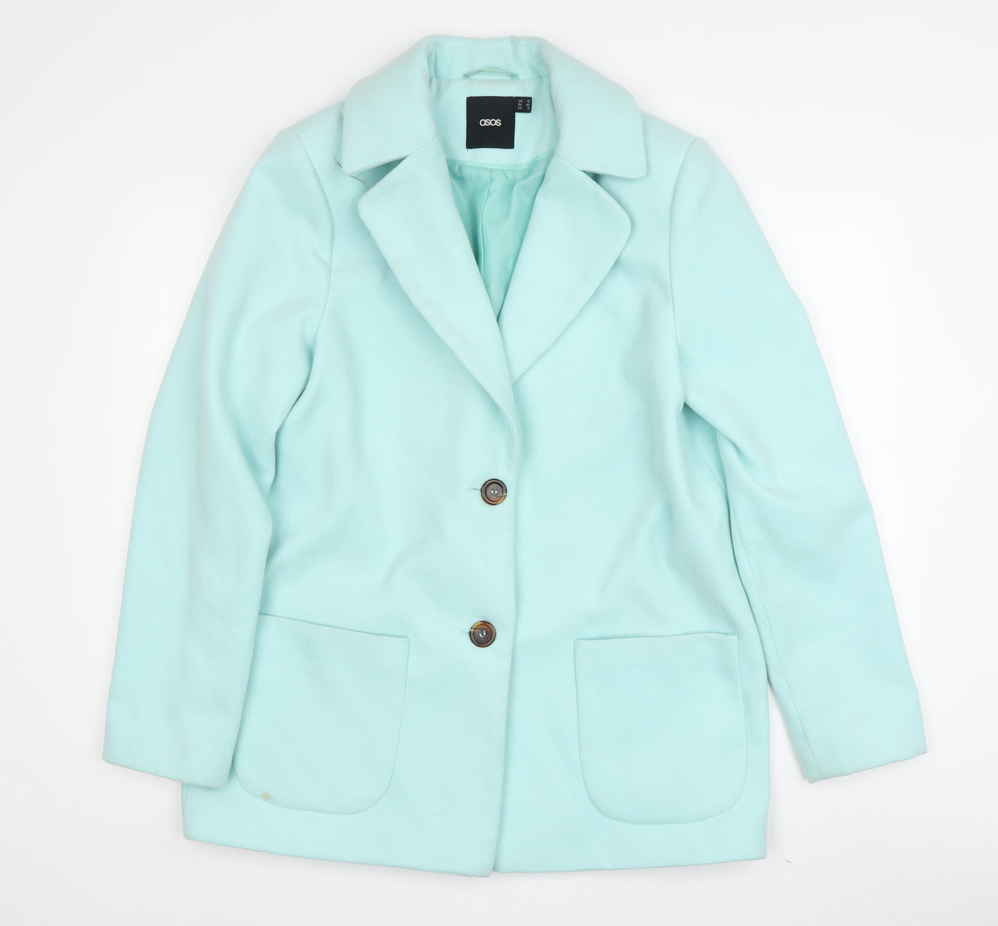 ASOS Women's Blue Coat Size 12 with Button Accents