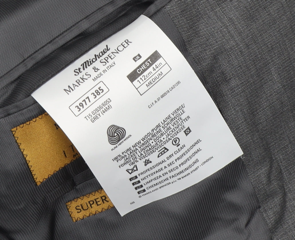 Marks and Spencer Men's Grey Blazer 44 Regular Fit