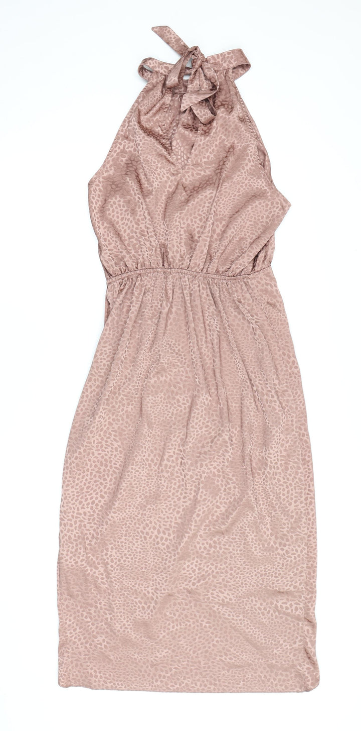 New Look Women's Brown Animal Print Halter Midi Dress