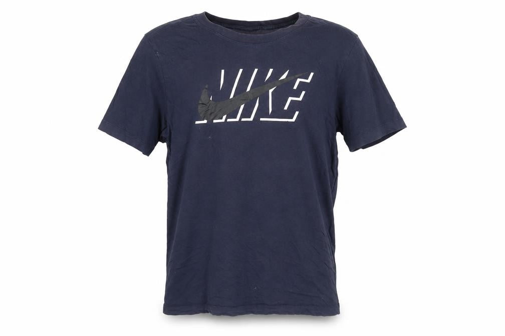 Front view of Nike Men's Blue Medium Logo T-Shirt
