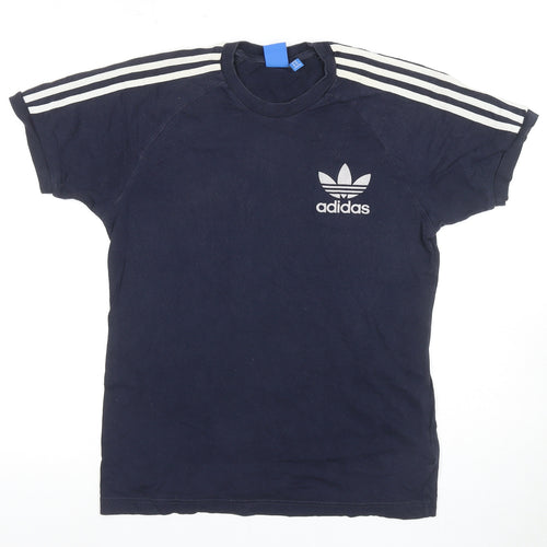 Adidas Men's Blue Crew Neck Logo T-Shirt M
