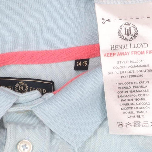 Henri Lloyd Boys Blue Polo Shirt 14-15 Years Casual Logo