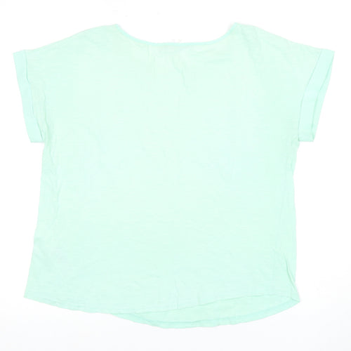 Oasis Women's Green Cotton T-Shirt, L, Casual Spring Style