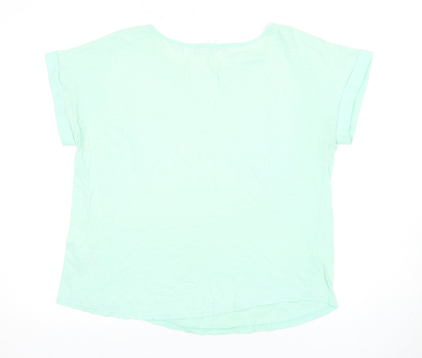 Oasis Women's Green Cotton T-Shirt, L, Casual Spring Style