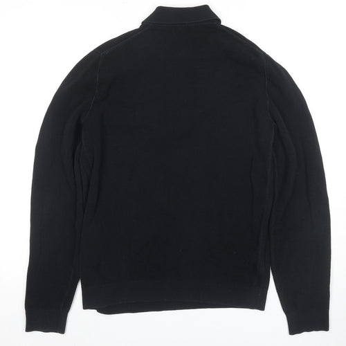 Reiss Men's Black Collared Full Zip Knit Jumper L