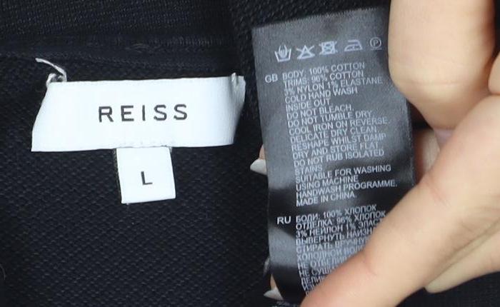 Reiss Men's Black Collared Full Zip Knit Jumper L