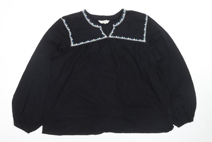 Marks and Spencer Women's Black Embroidered Blouse Size 10