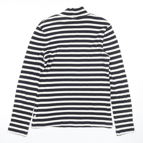 Fat Face Women's Black Striped Mock Neck T-Shirt Size 14