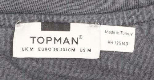 Topman Men's Grey Skull Graphic T-Shirt M