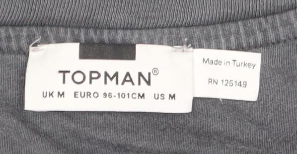 Topman Men's Grey Skull Graphic T-Shirt M