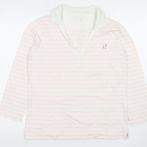 Daily Women's Pink Striped Polo Shirt Size 8, Casual Style