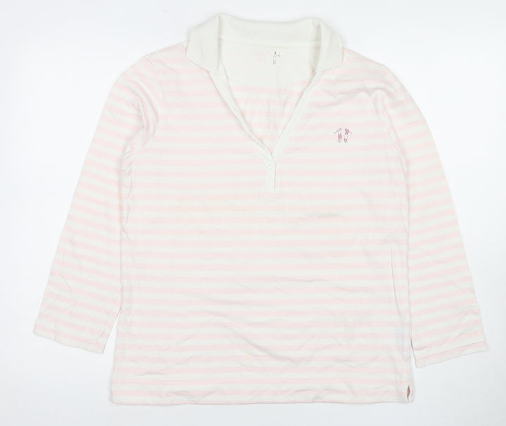 Daily Women's Pink Striped Polo Shirt Size 8, Casual Style