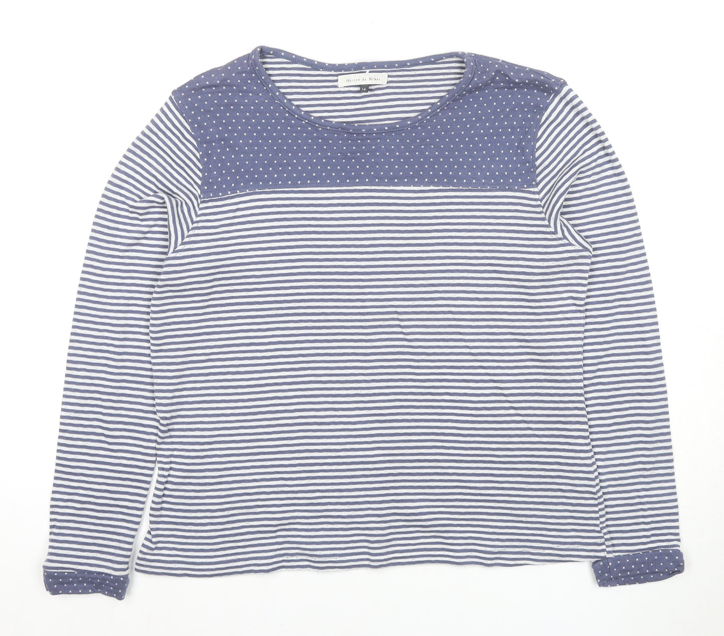 Maison de Nimes Women's Blue Striped T-Shirt Size 14