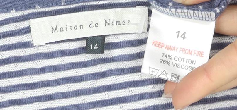 Maison de Nimes Women's Blue Striped T-Shirt Size 14