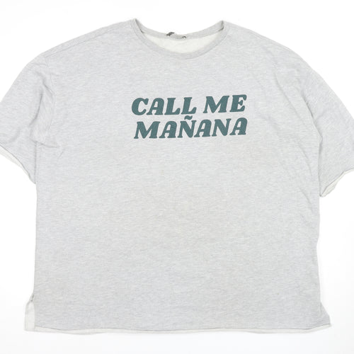 Zara Grey Unisex T-Shirt Size M with Crew Neck
