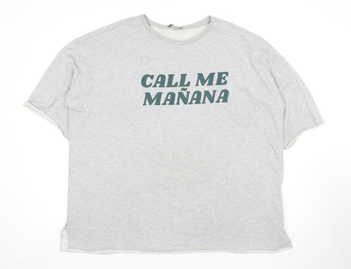 Zara Grey Unisex T-Shirt Size M with Crew Neck