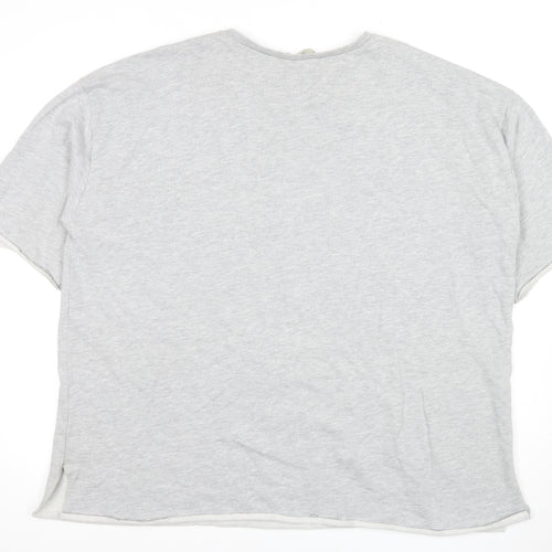 Zara Grey Unisex T-Shirt Size M with Crew Neck