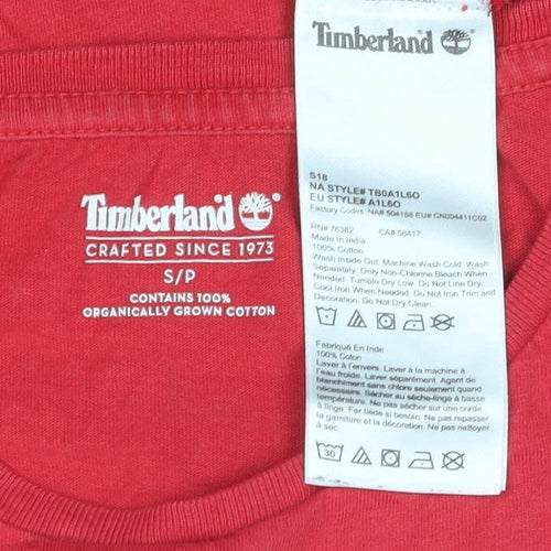 Timberland Men's Red Graphic Crew Neck T-Shirt S