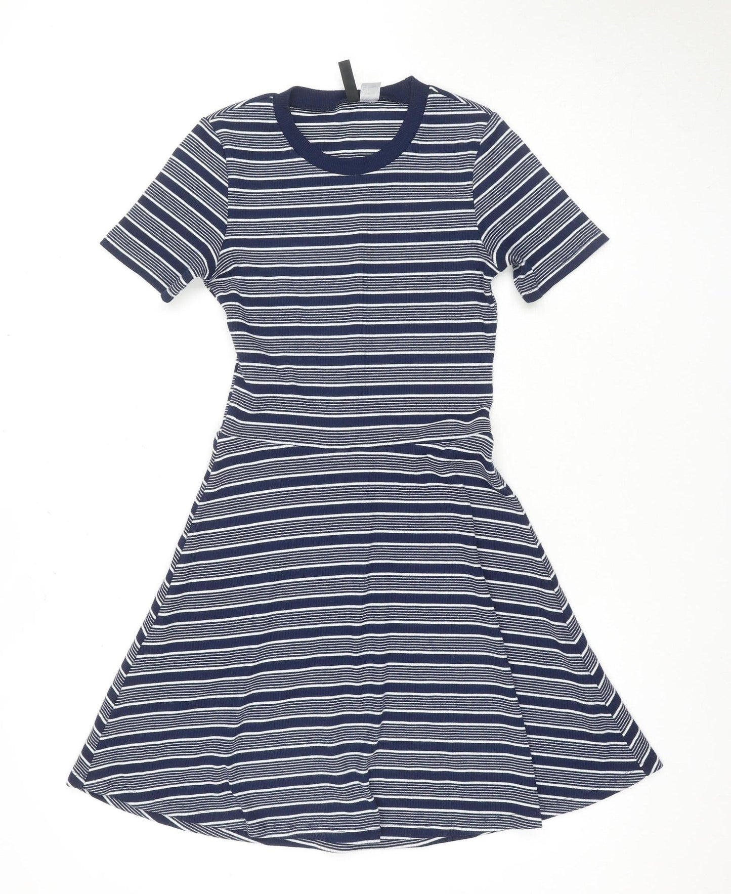 H&M Women's Blue Striped A-Line Dress, Size 6