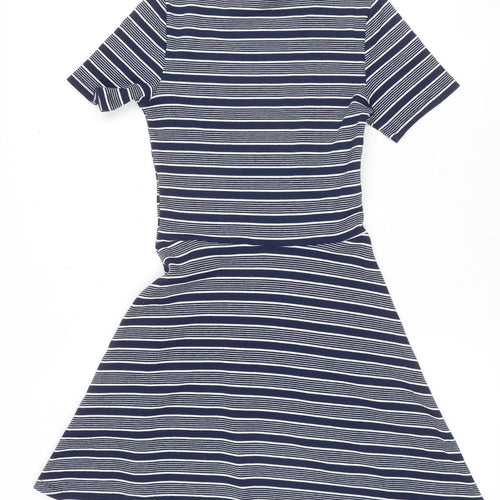 H&M Women's Blue Striped A-Line Dress, Size 6