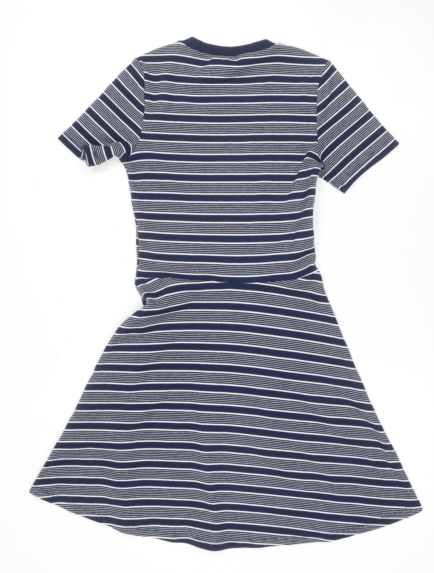 H&M Women's Blue Striped A-Line Dress, Size 6