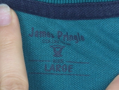 James Pringle Men's Green Polo, L, Classic Cotton