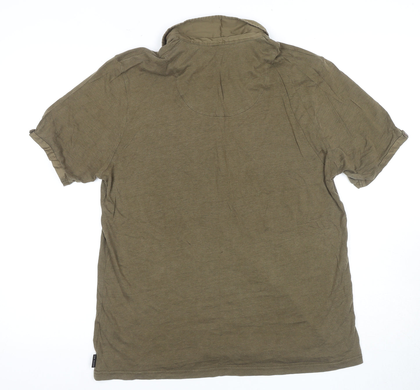 Ted Baker Men's Green L Polo Shirt - Button, Cotton Blend