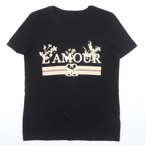 River Island Women's Black T-Shirt Size 8 Casual L'AMOUR