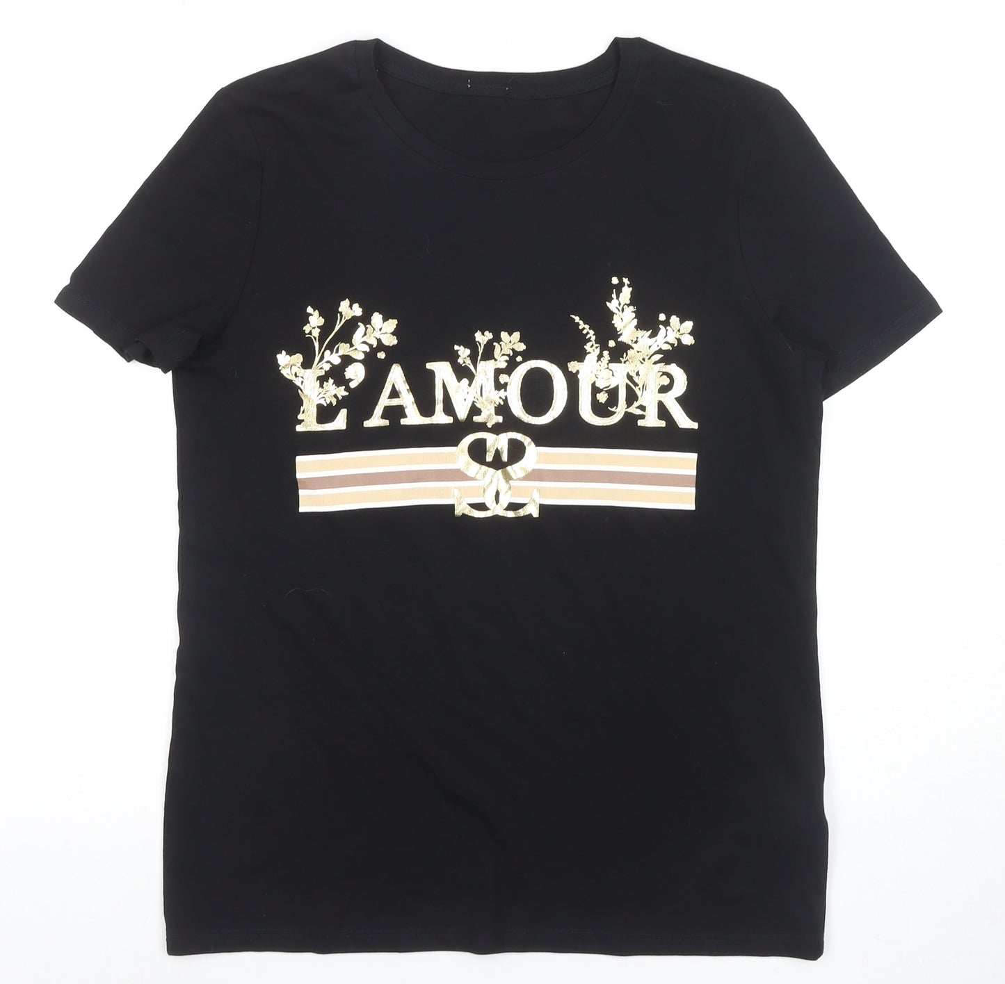 River Island Women's Black T-Shirt Size 8 Casual L'AMOUR